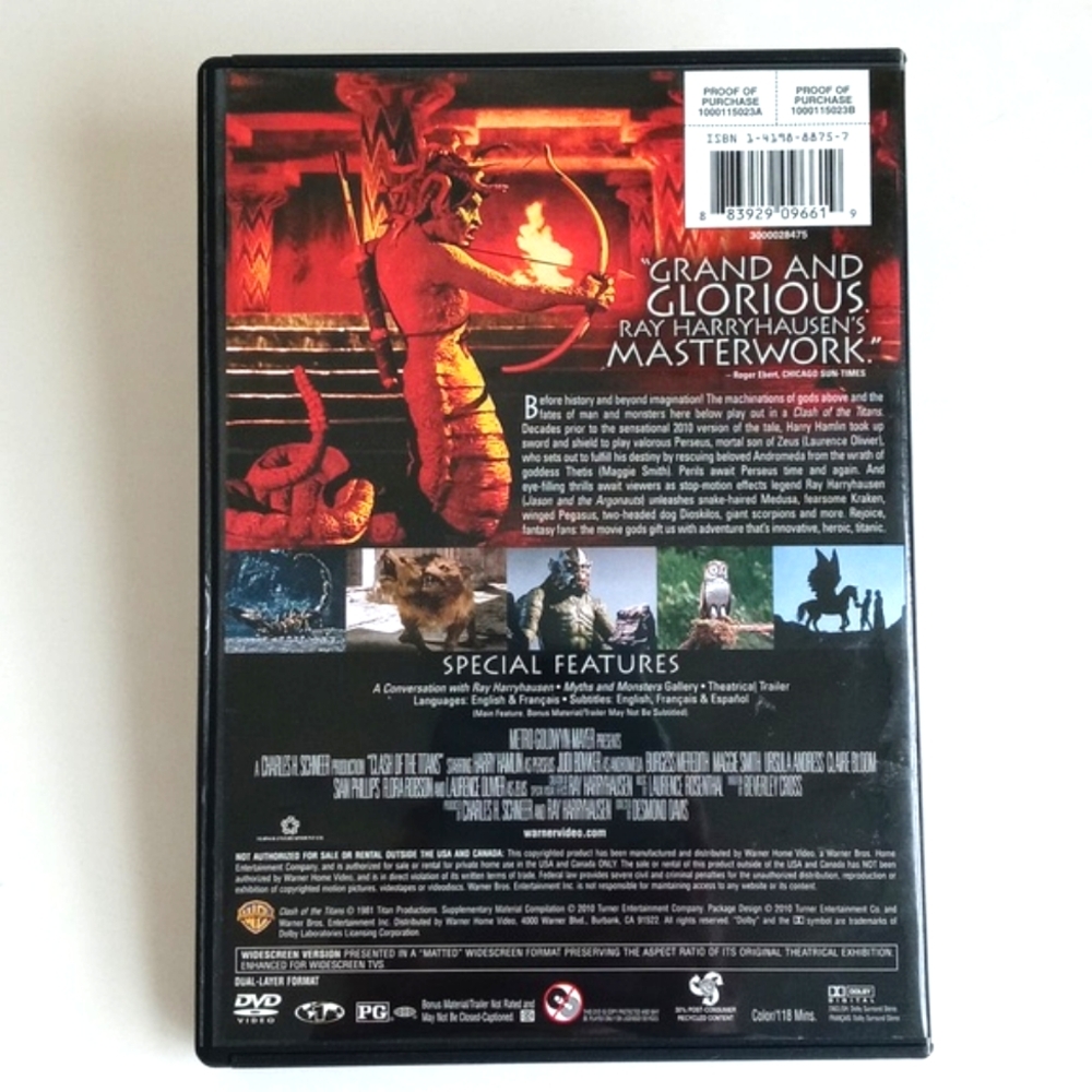 Clash Of The Titans DVD 80's Cult Classic With 2 New Reusable Popcorn Containers - Picture 8 of 10
